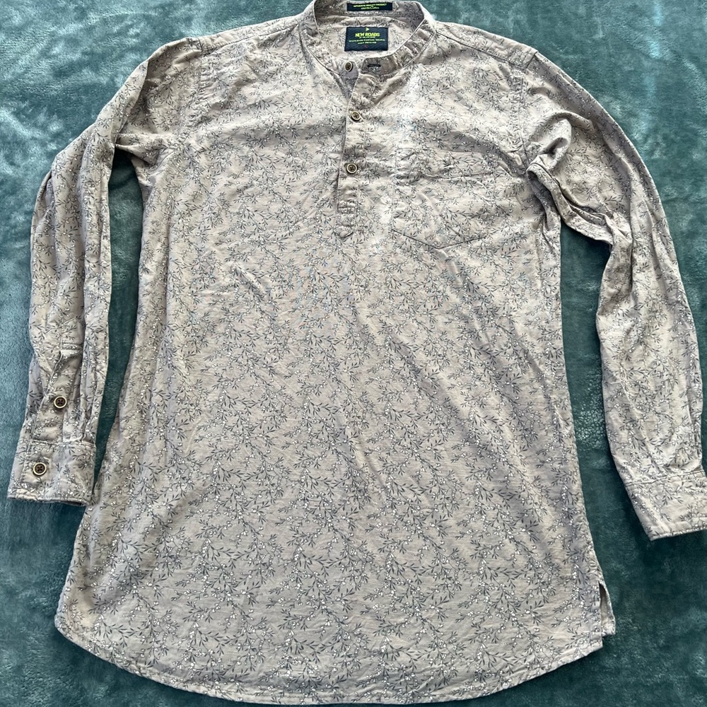 New Roads Floral Cotton Henley Top 🌿 Size L